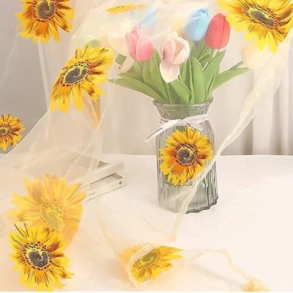 Curtains 2 Panels Sheer Sunflower 🌻 - Picture 5 of 6